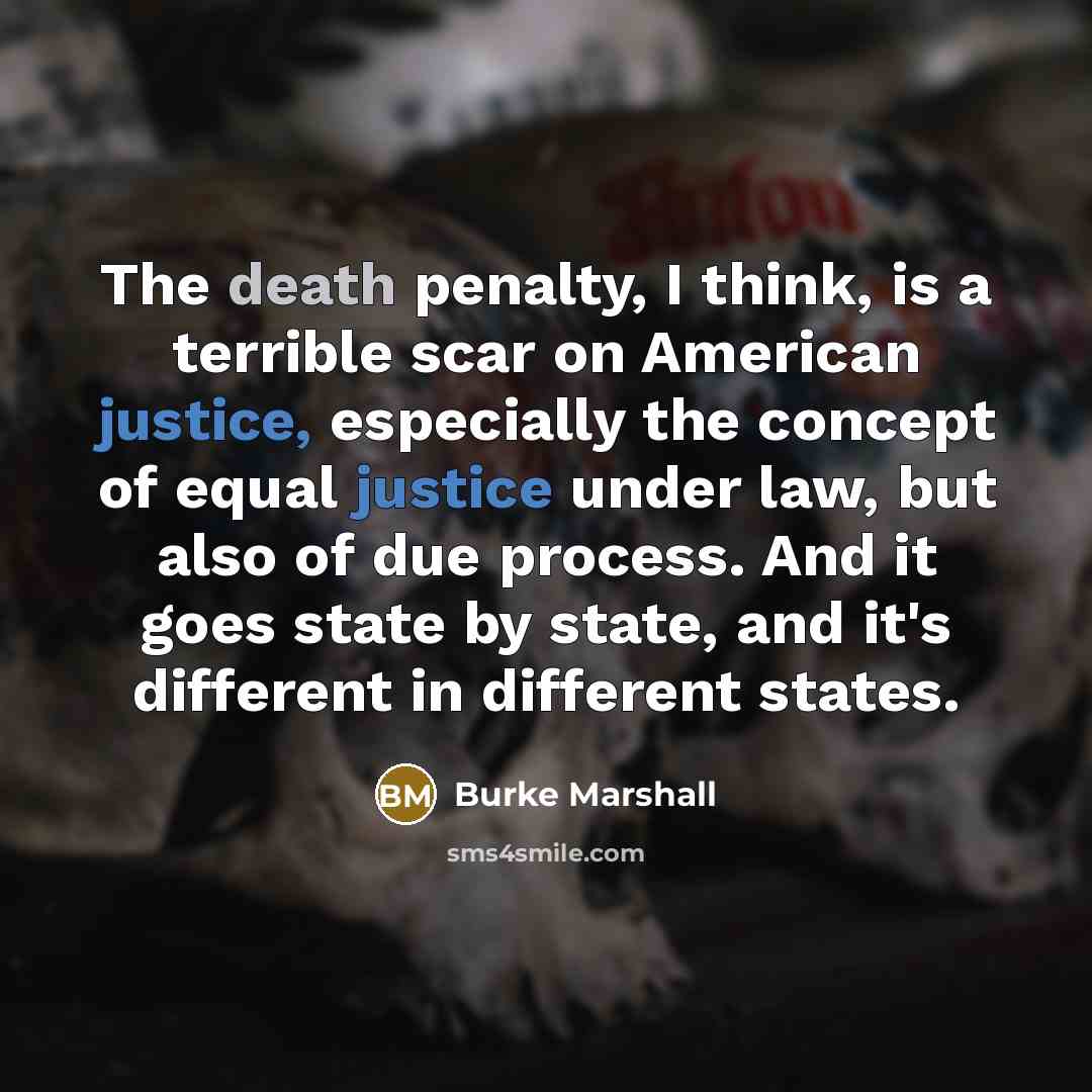 “The death penalty, I think, is a terrible scar on…” quote by Burke Marshall