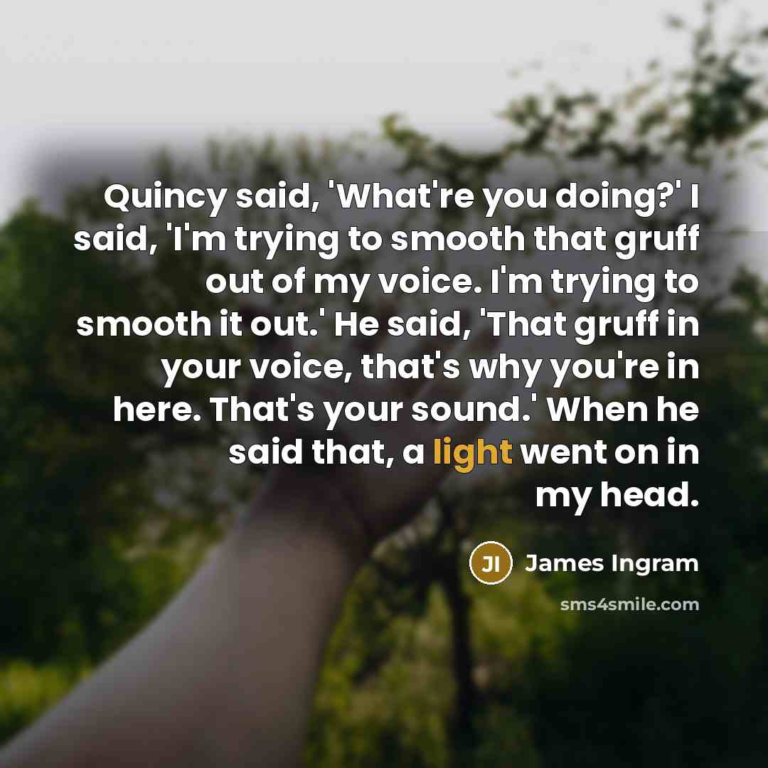 “Quincy said, 'What're you doing?' I said, 'I'm trying to…” quote by James Ingram