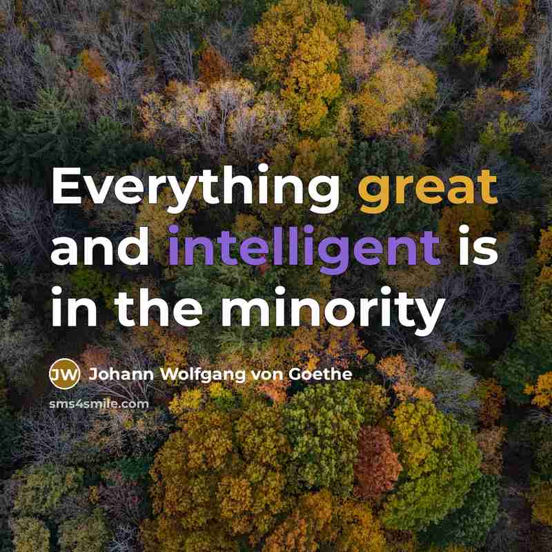 “Everything great and intelligent is in the minority” quote by Johann Wolfgang von Goethe