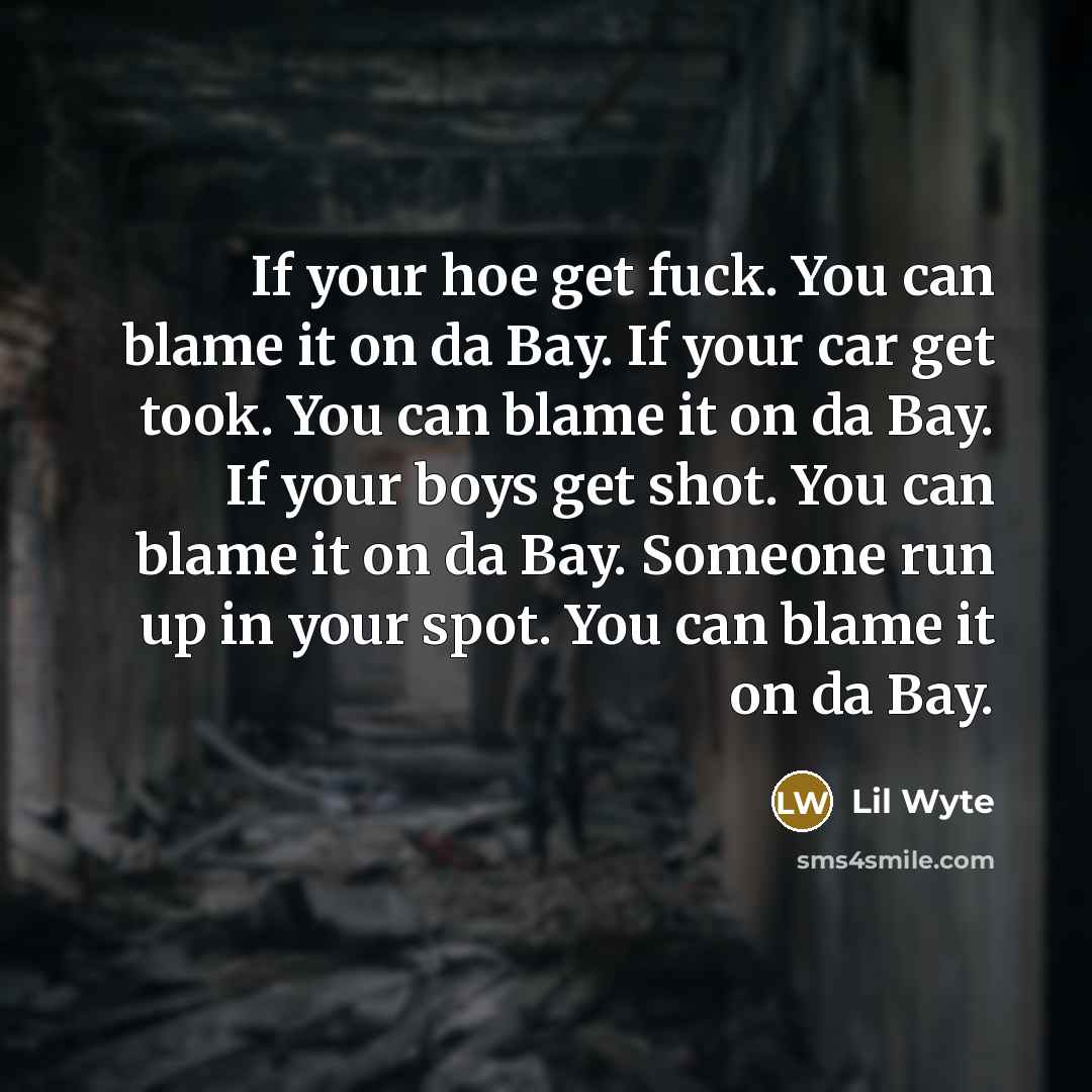 “If your hoe get fuck. You can blame it on…” quote by Lil Wyte