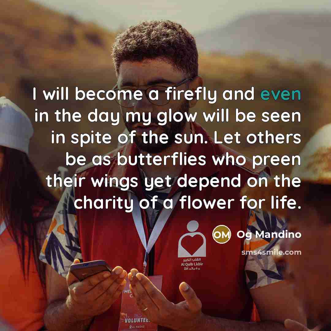 “I will become a firefly and even in the day…” quote by Og Mandino