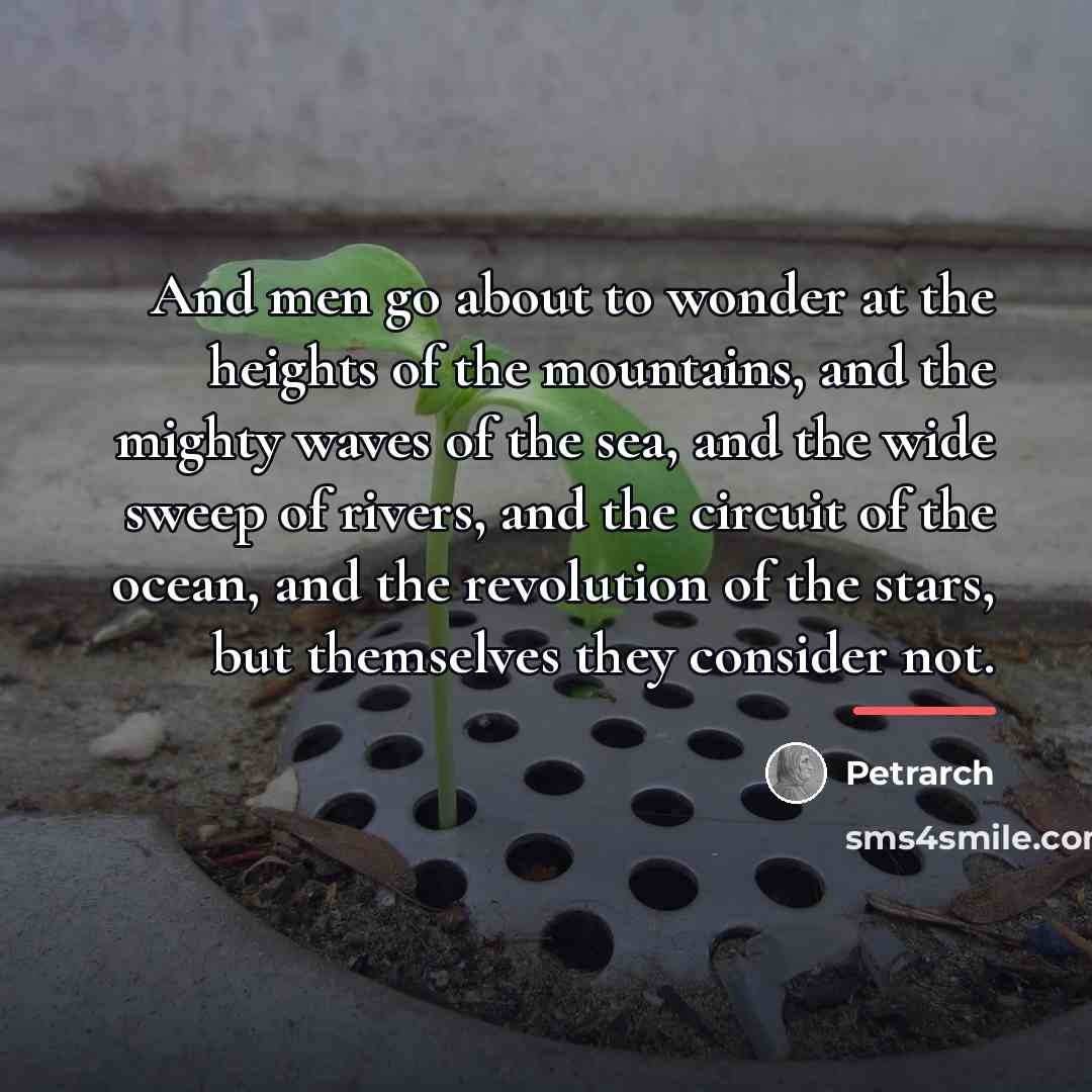 “And men go about to wonder at the heights of…” quote by Petrarch