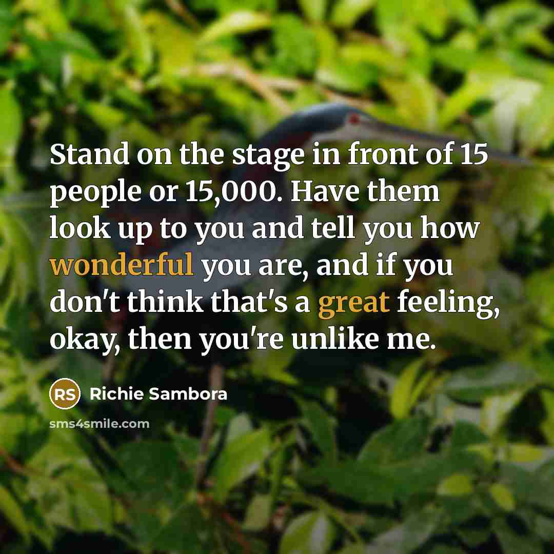 “Stand on the stage in front of 15 people or…” quote by Richie Sambora