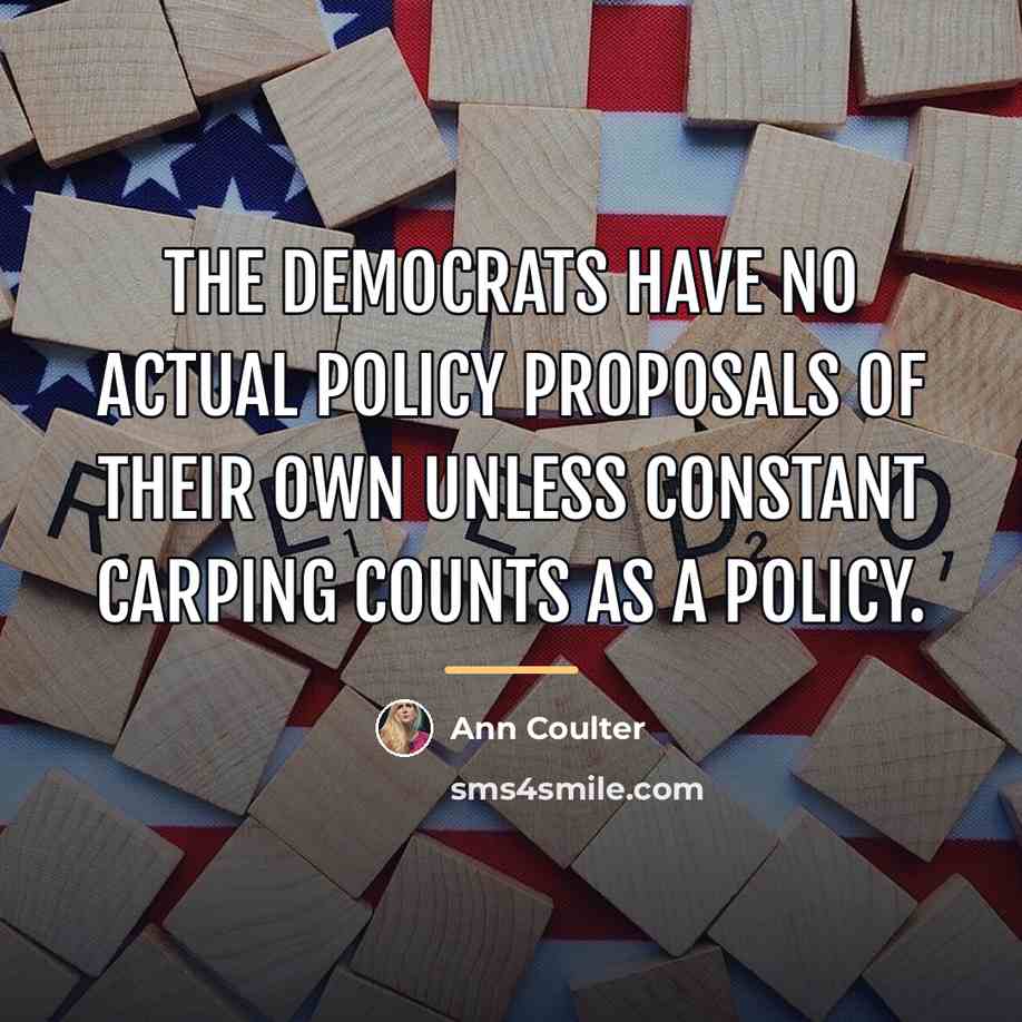 “The Democrats have no actual policy proposals of their own…” quote by Ann Coulter