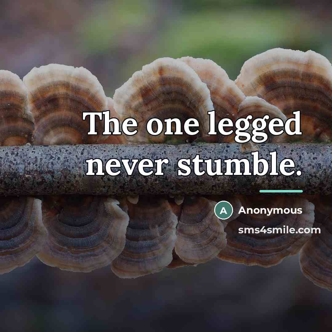 “The one legged never stumble.…” quote by Anonymous