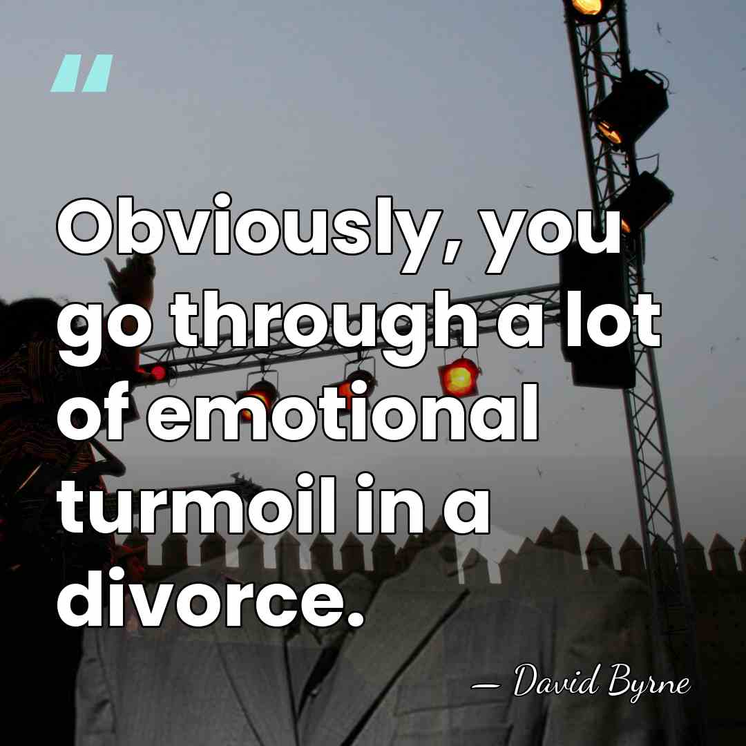 Obviously, you go through a lot of emotional turmoil in a divorce. - David Byrne