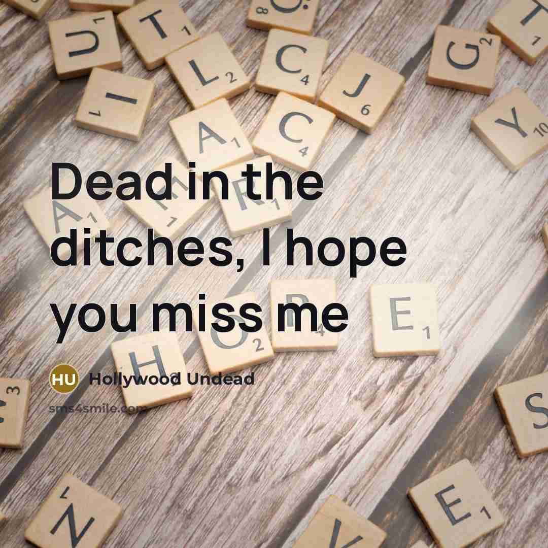 “Dead in the ditches, I hope you miss me…” quote by Hollywood Undead