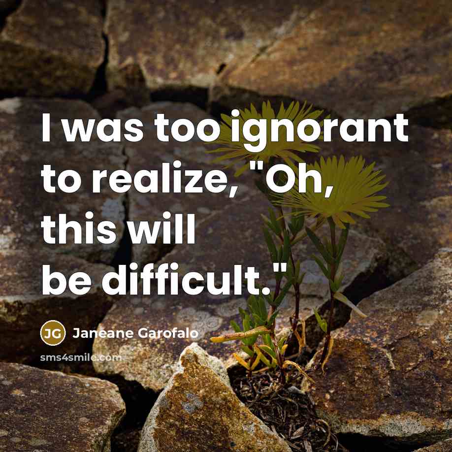 “I was too ignorant to realize, "Oh, this will be…” quote by Janeane Garofalo