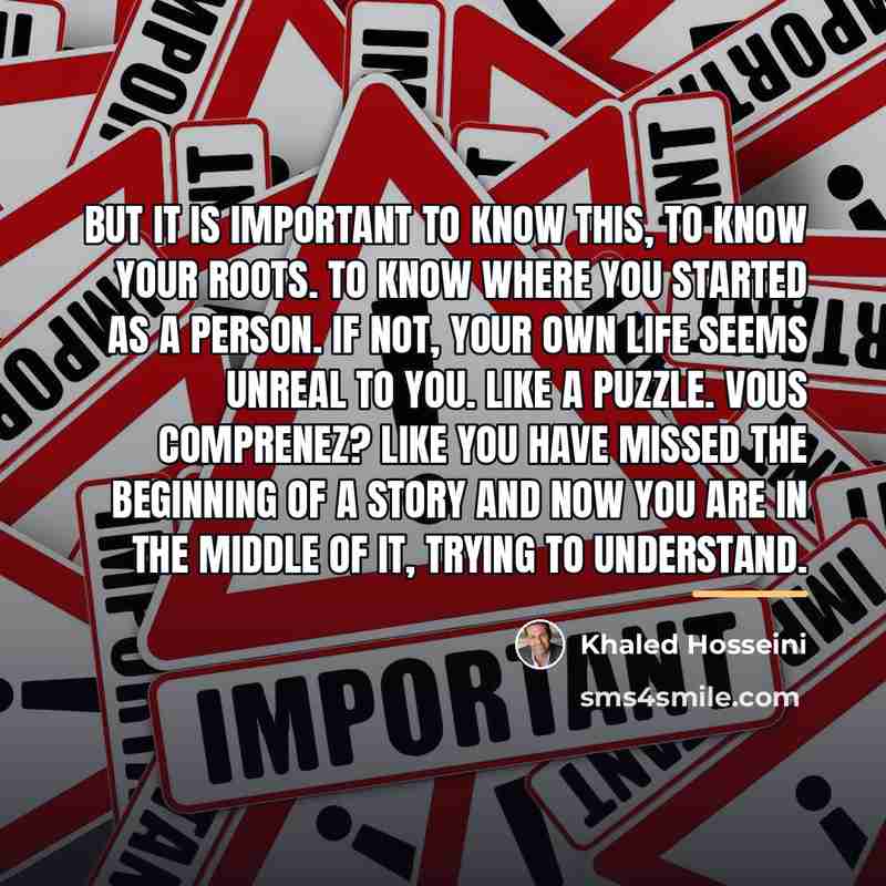 “But it is important to know this, to know your…” quote by Khaled Hosseini