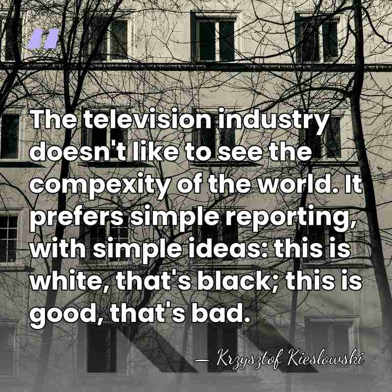 The television industry doesn't like to see the compexity of the world.&hellip; - Krzysztof Kieslowski