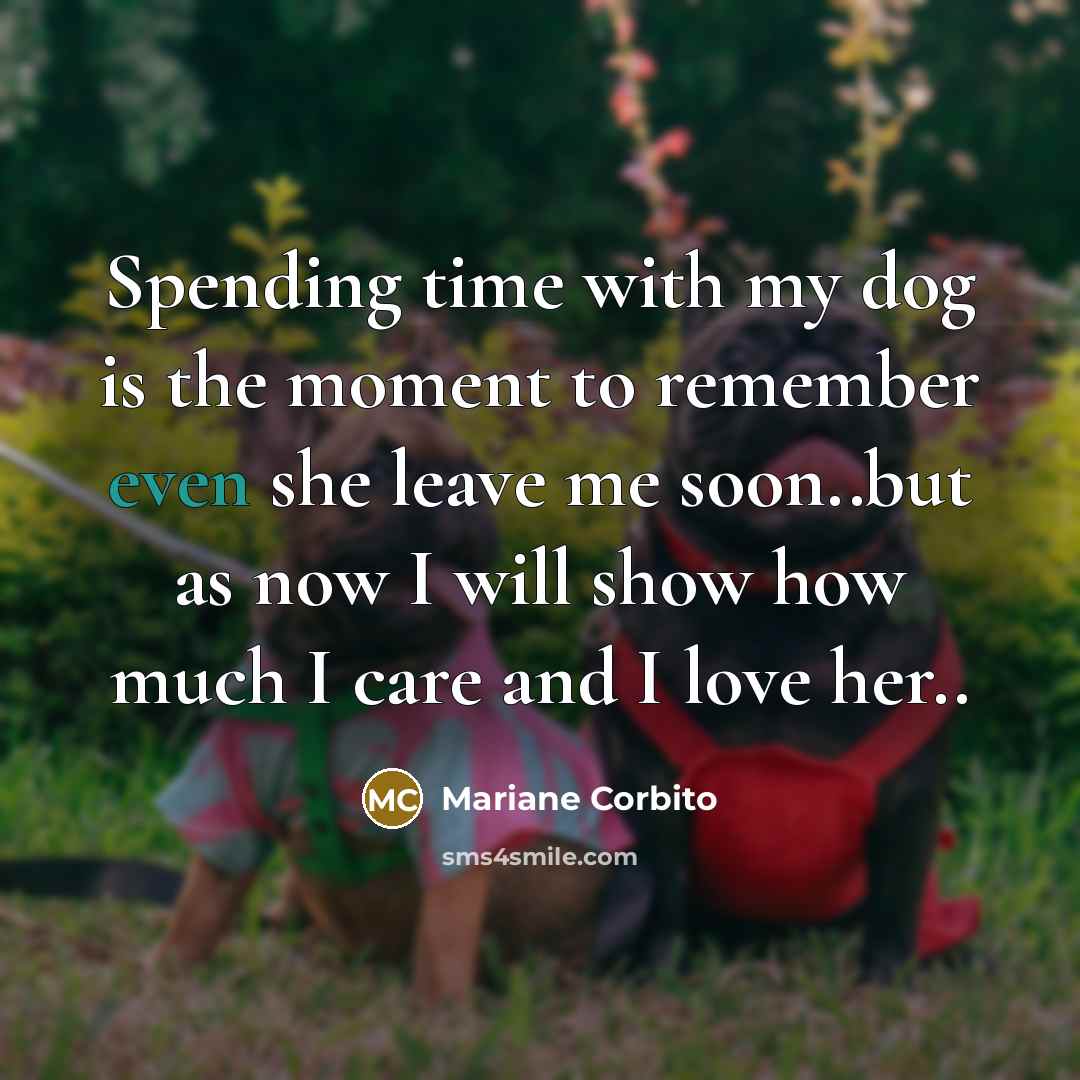 “Spending time with my dog is the moment to remember…” quote by Mariane Corbito