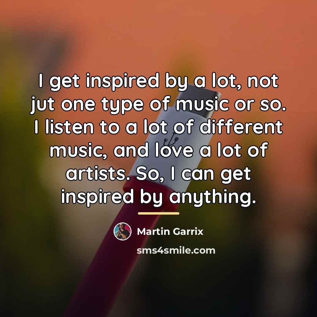“I get inspired by a lot, not jut one type…” quote by Martin Garrix