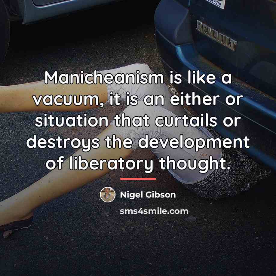 “Manicheanism is like a vacuum, it is an either or…” quote by Nigel Gibson