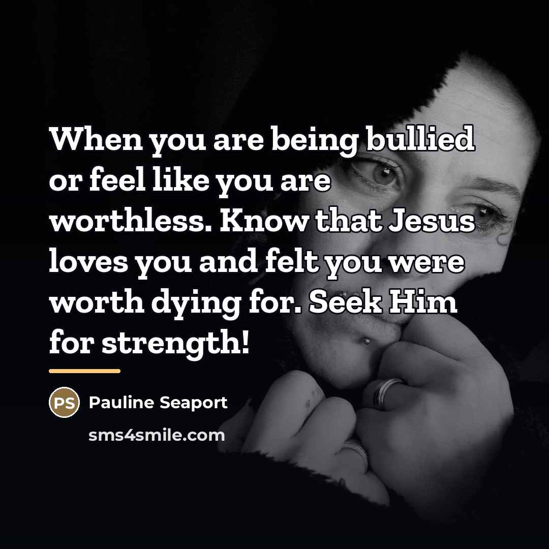 “When you are being bullied or feel like you are…” quote by Pauline Seaport
