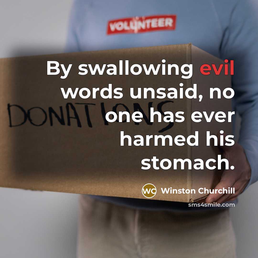 “By swallowing evil words unsaid, no one has ever harmed…” quote by Winston Churchill