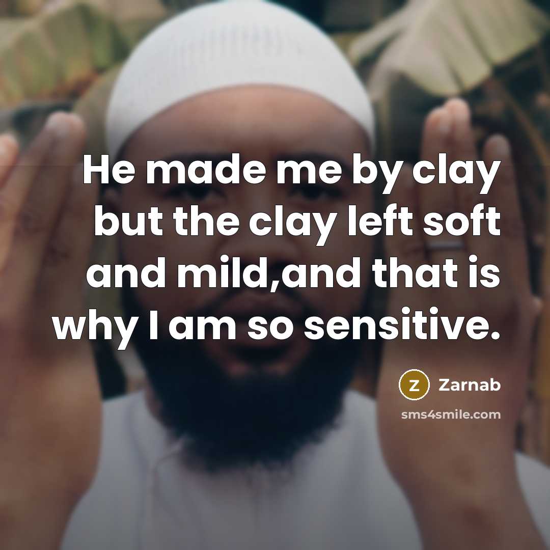 “He made me by clay but the clay left soft…” quote by Zarnab