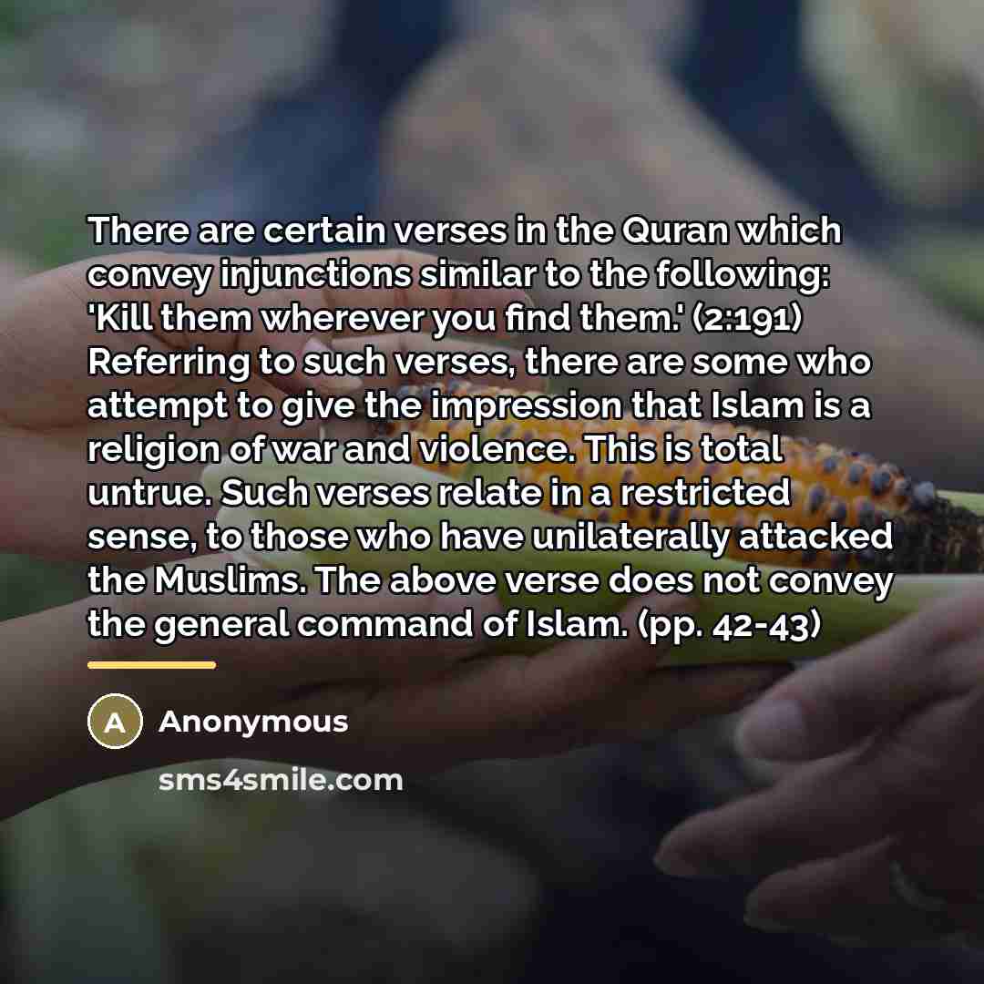 “There are certain verses in the Quran which convey injunctions…” quote by Anonymous