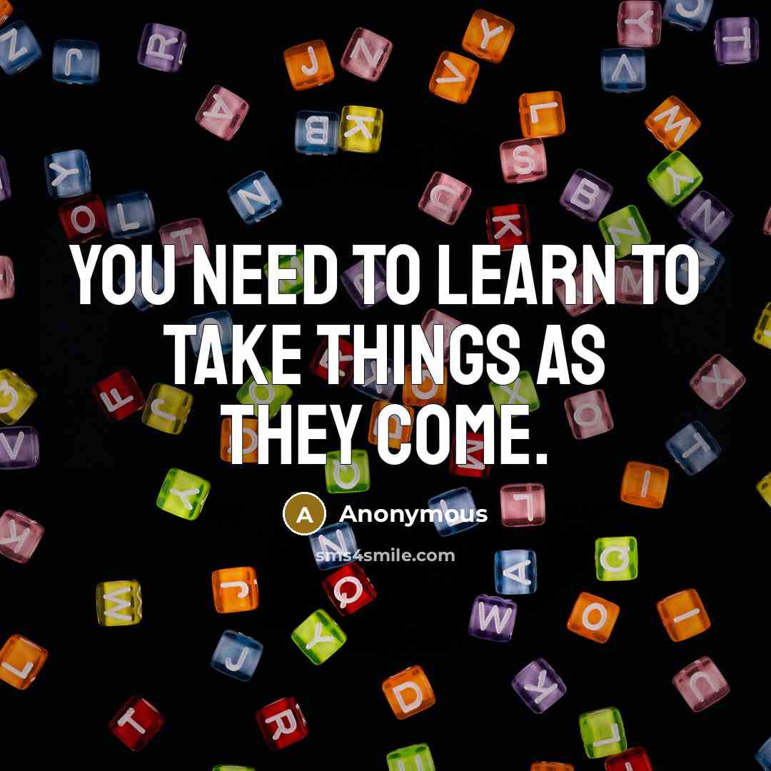 “You need to learn to take things as they come.…” quote by Anonymous