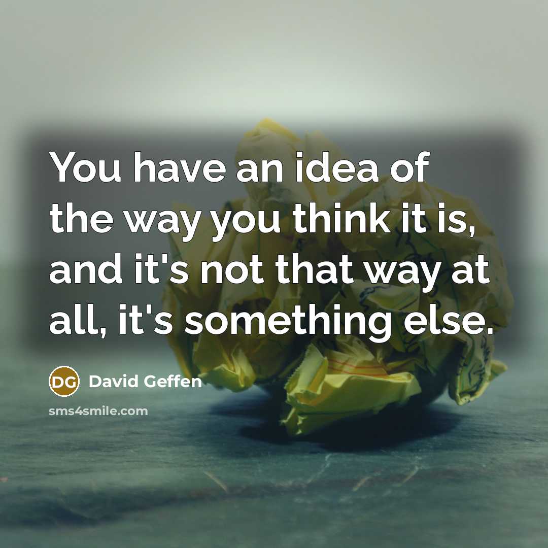 “You have an idea of the way you think it…” quote by David Geffen