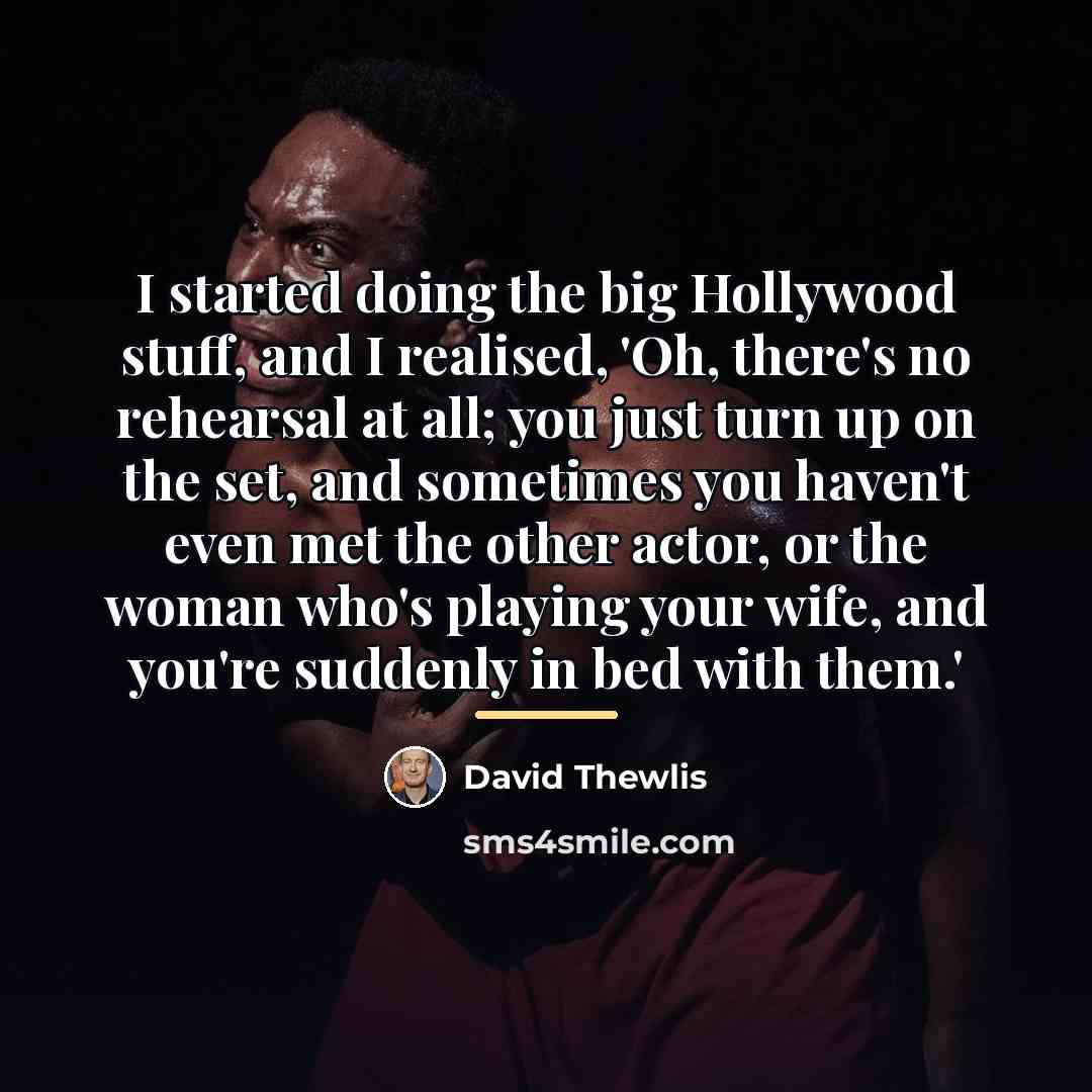 “I started doing the big Hollywood stuff, and I realised,…” quote by David Thewlis