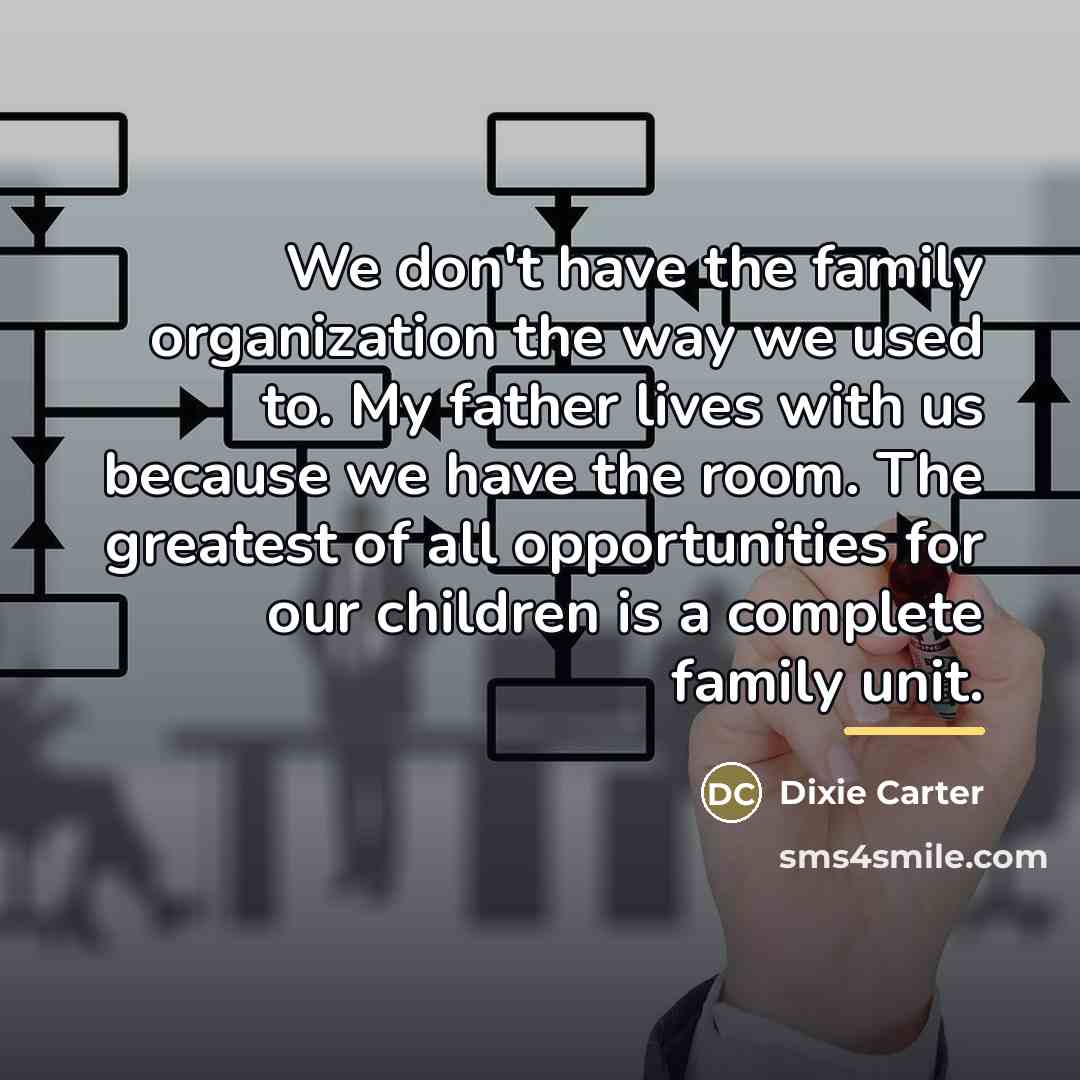 “We don't have the family organization the way we used…” quote by Dixie Carter