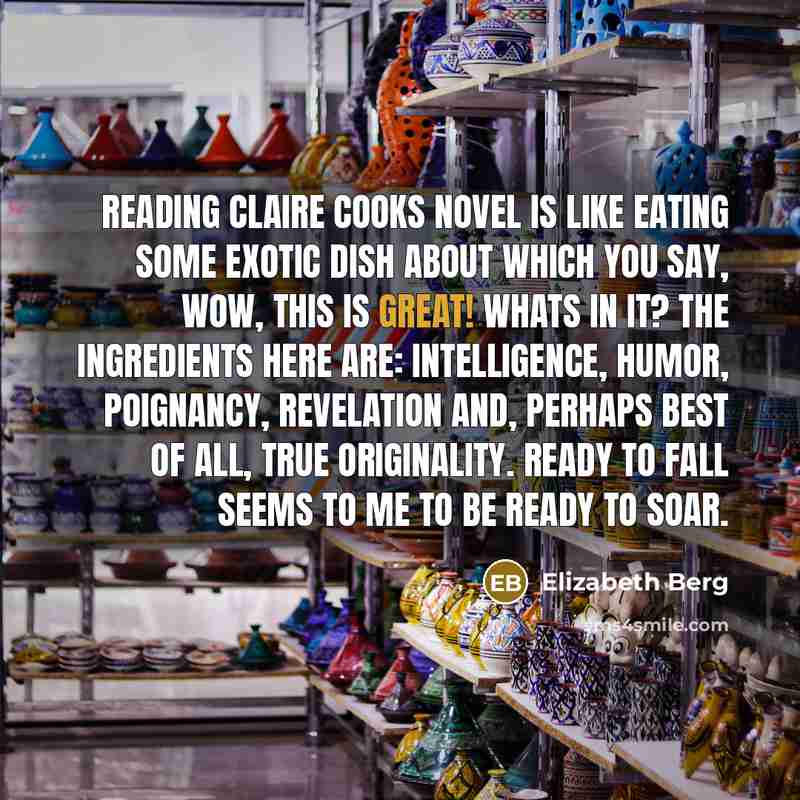 “Reading Claire Cooks novel is like eating some exotic dish…” quote by Elizabeth Berg