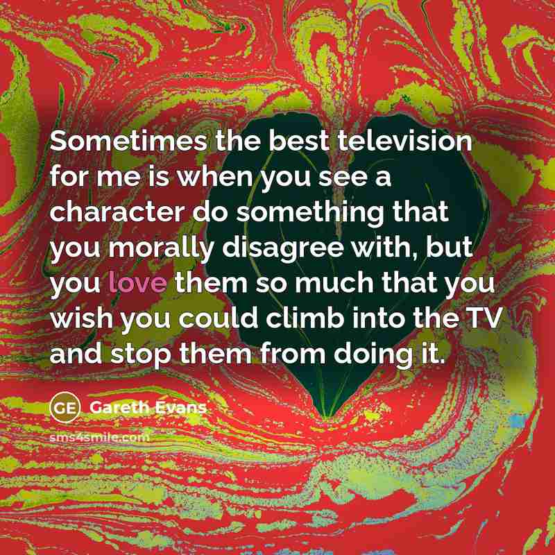 “Sometimes the best television for me is when you see…” quote by Gareth Evans