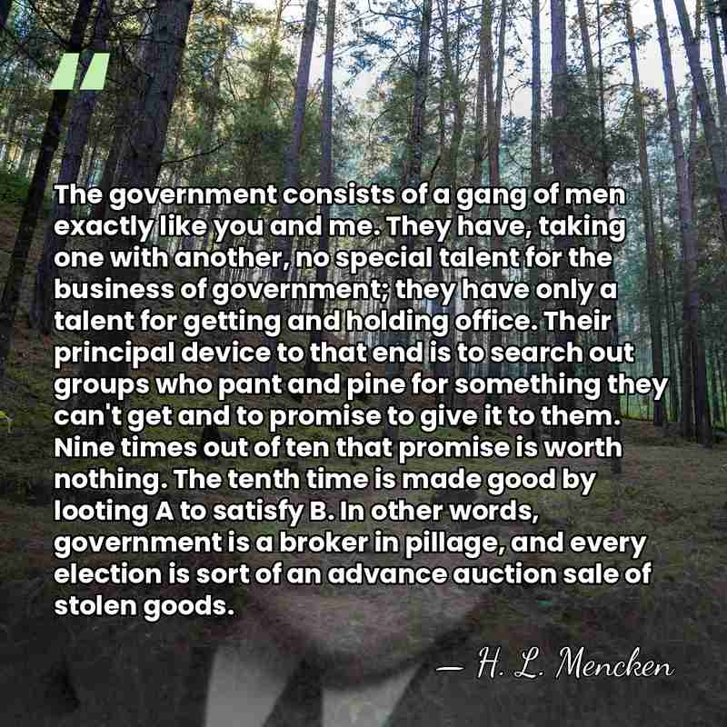 The government consists of a gang of men exactly like you and&hellip; - H. L. Mencken