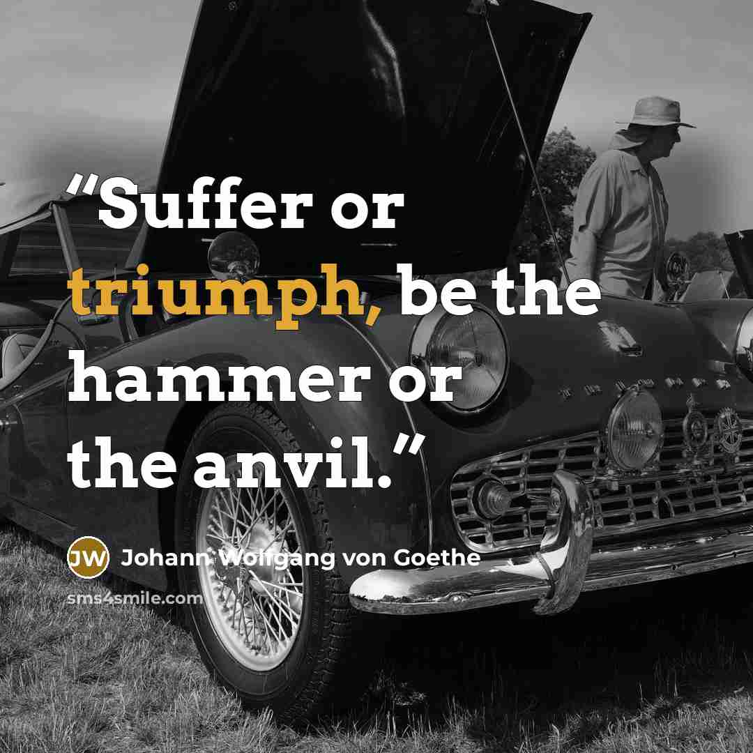 “Suffer or triumph, be the hammer or the anvil.” quote by Johann Wolfgang von Goethe