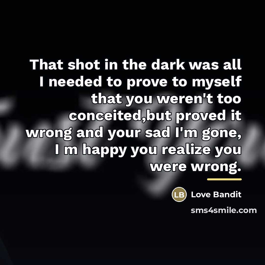 “That shot in the dark was all I needed to…” quote by Love Bandit