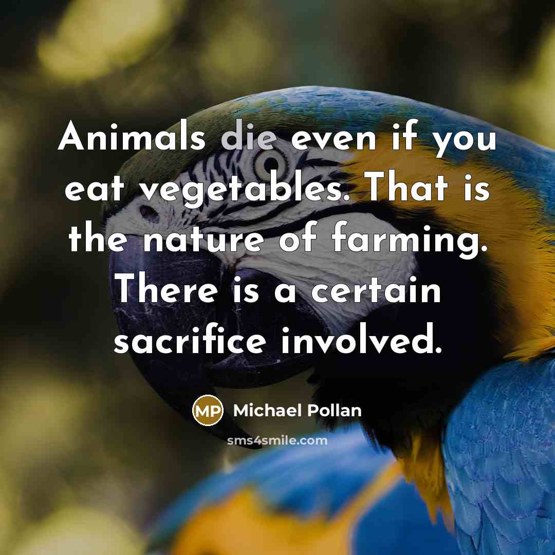 “Animals die even if you eat vegetables. That is the…” quote by Michael Pollan