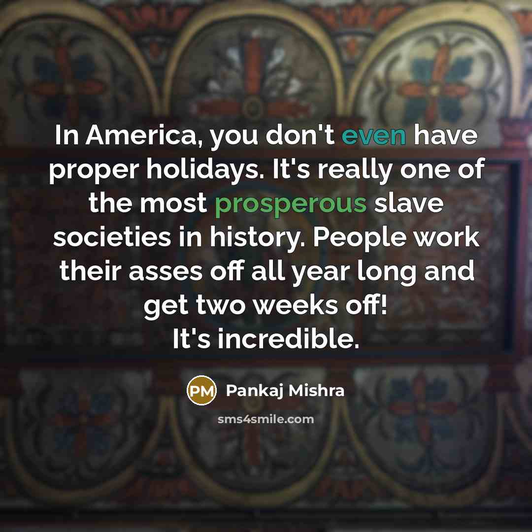“In America, you don't even have proper holidays. It's really…” quote by Pankaj Mishra