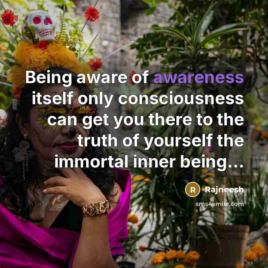“Being aware of awareness itself only consciousness can get you…” quote by Rajneesh