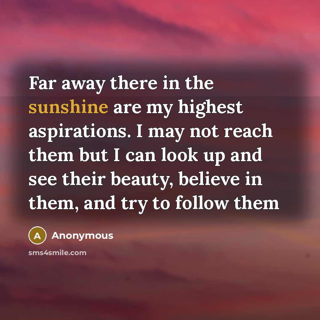“Far away there in the sunshine are my highest aspirations.…” quote by Anonymous