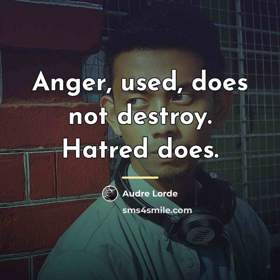 “Anger, used, does not destroy. Hatred does.…” quote by Audre Lorde