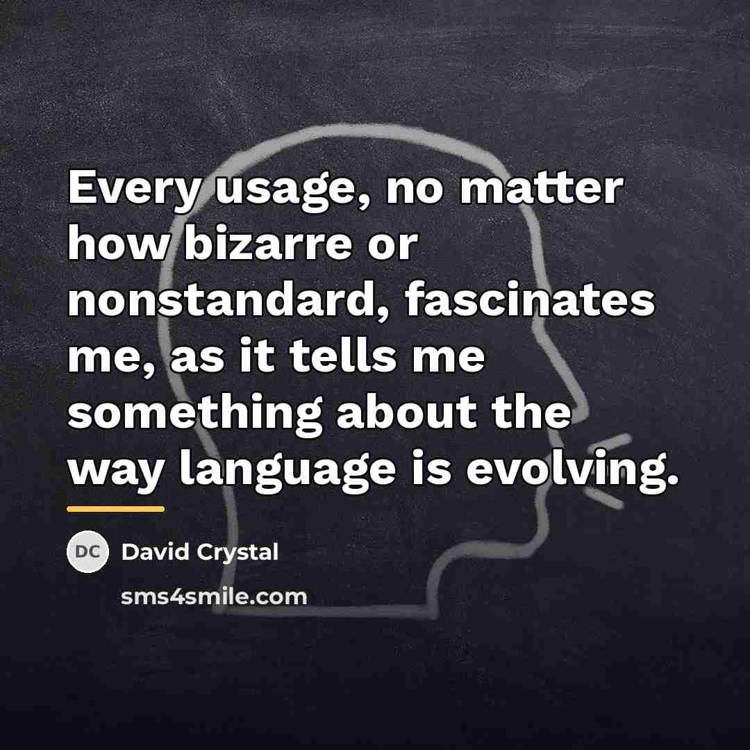 “Every usage, no matter how bizarre or nonstandard, fascinates me,…” quote by David Crystal