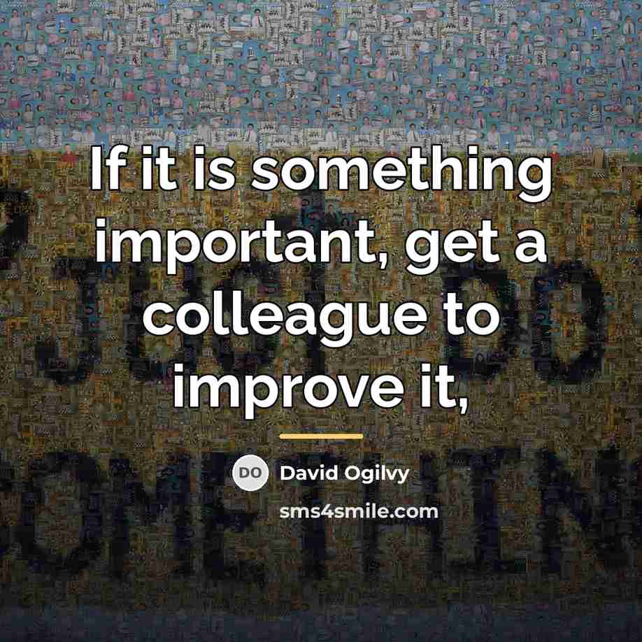 “If it is something important, get a colleague to improve…” quote by David Ogilvy