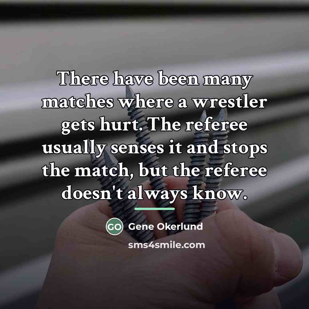 “There have been many matches where a wrestler gets hurt.…” quote by Gene Okerlund