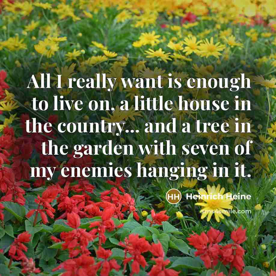 “All I really want is enough to live on, a…” quote by Heinrich Heine