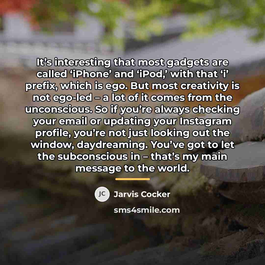 “It’s interesting that most gadgets are called ‘iPhone’ and ‘iPod,’…” quote by Jarvis Cocker