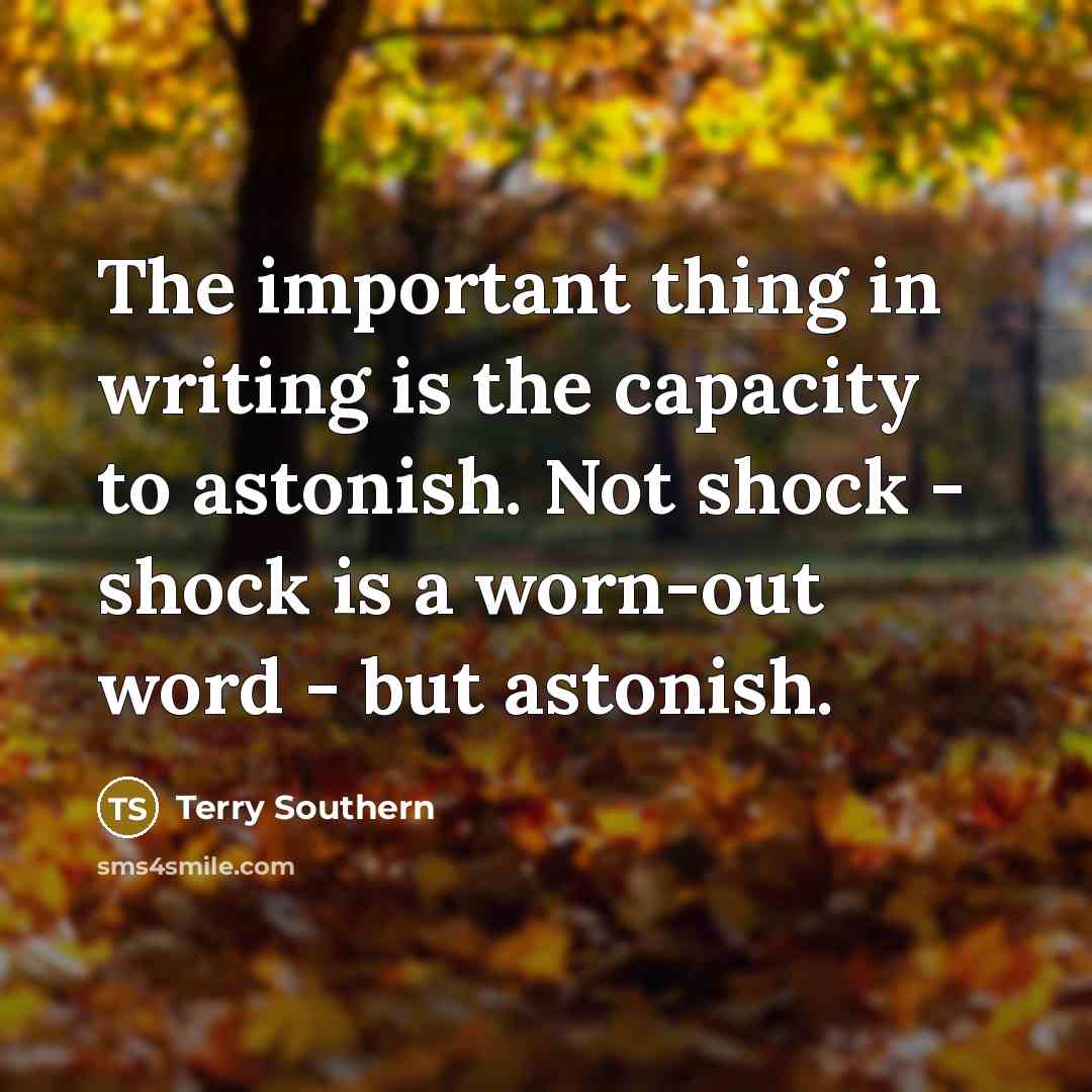 “The important thing in writing is the capacity to astonish.…” quote by Terry Southern