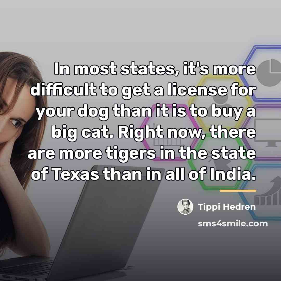 “In most states, it's more difficult to get a license…” quote by Tippi Hedren