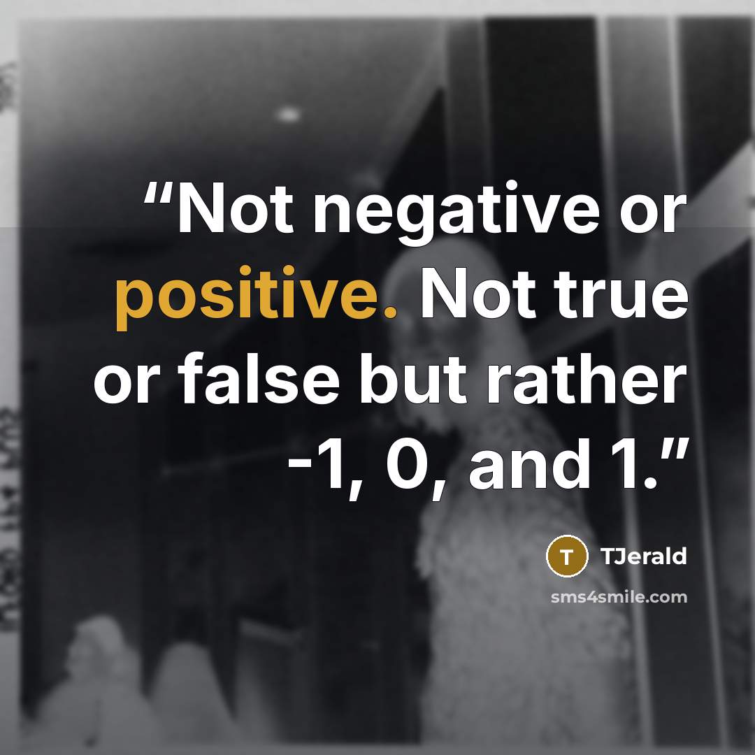 “Not negative or positive. Not true or false but rather -1, 0, and 1.” quote by TJerald