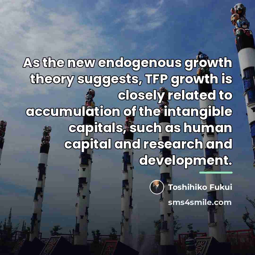 “As the new endogenous growth theory suggests, TFP growth is…” quote by Toshihiko Fukui
