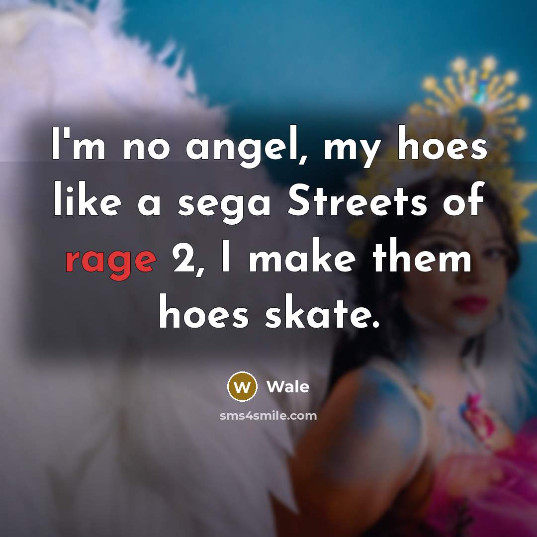 “I'm no angel, my hoes like a sega Streets of rage 2, I make them hoes skate.” quote by Wale