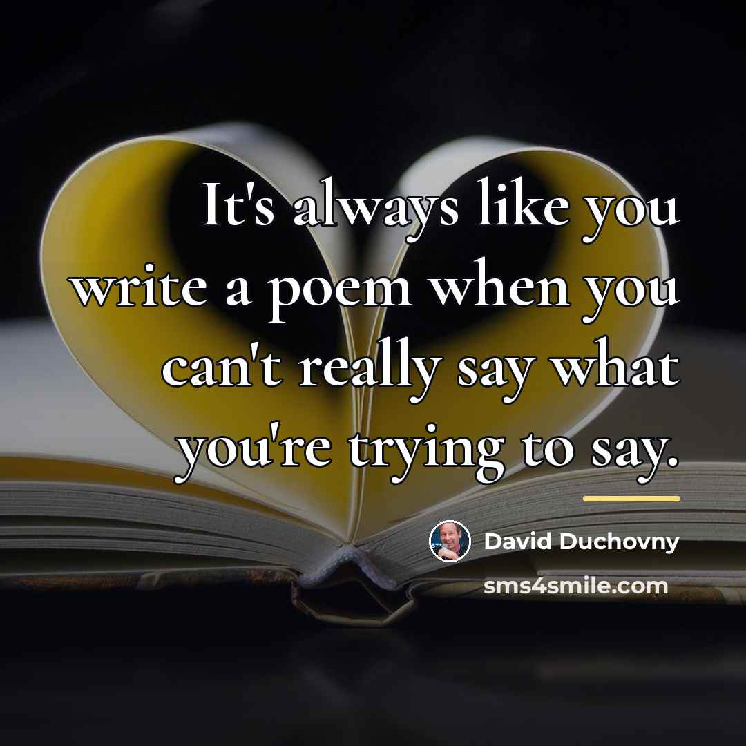 “It's always like you write a poem when you can't…” quote by David Duchovny