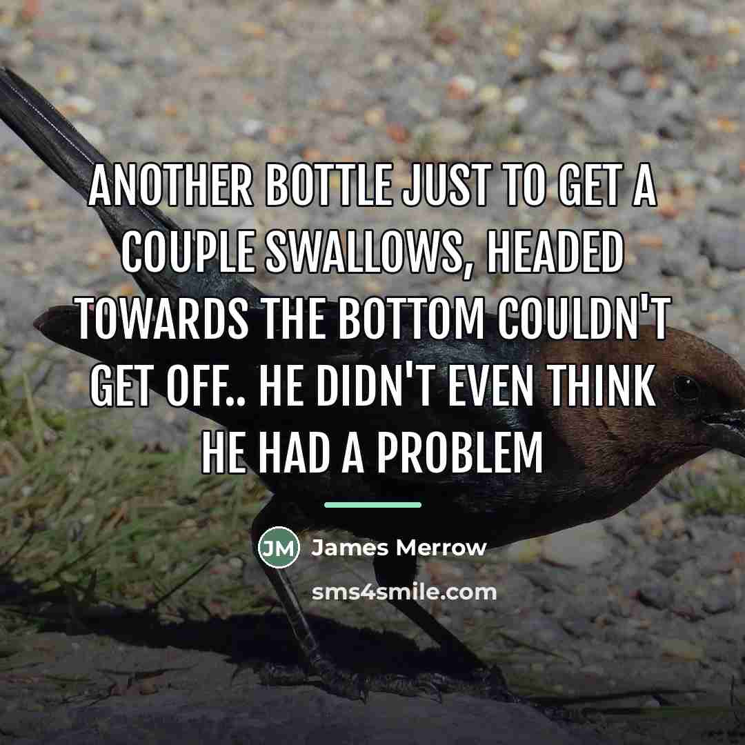 “Another bottle just to get a couple swallows, headed towards…” quote by James Merrow