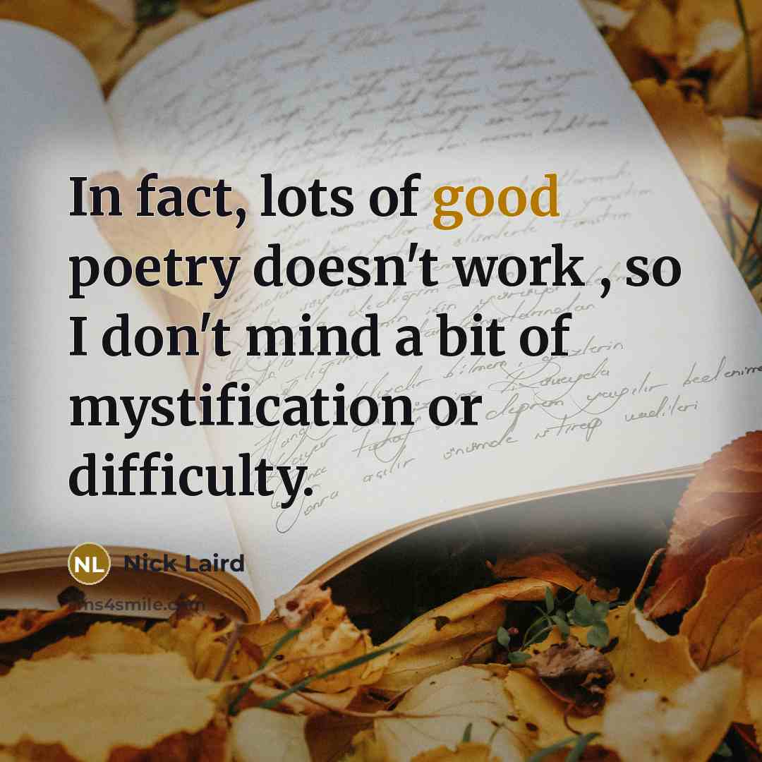“In fact, lots of good poetry doesn't work , so…” quote by Nick Laird