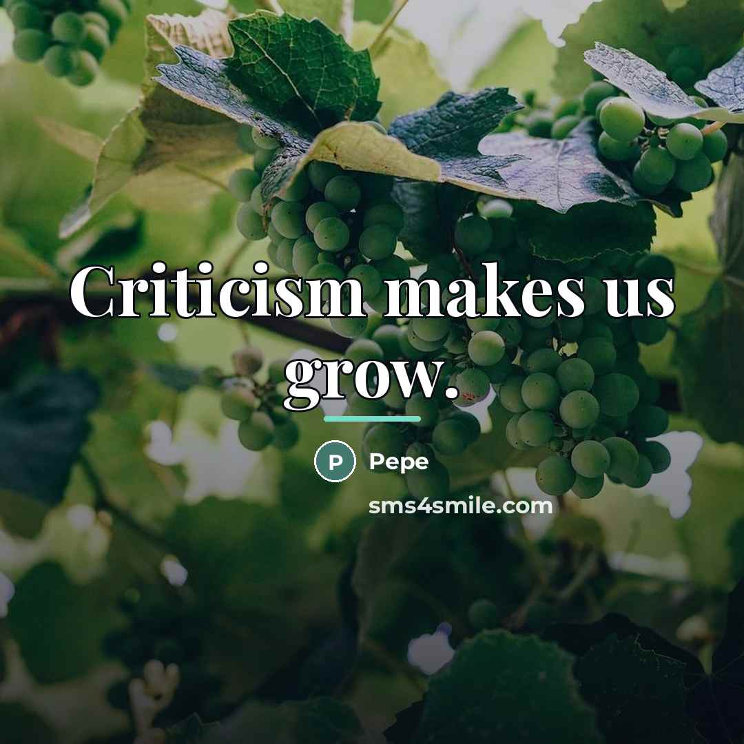 “Criticism makes us grow.…” quote by Pepe