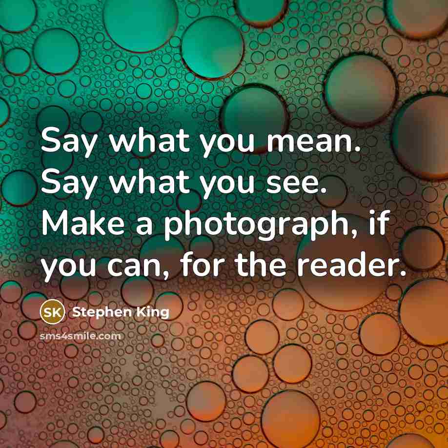 “Say what you mean. Say what you see. Make a…” quote by Stephen King